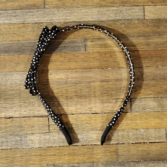 Black Hair Band with Cute Bow and White Dots - Picture 2 of 5